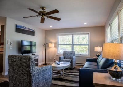 Living room seating in the Guest House
