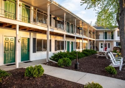 Walkway outside the guest room doors